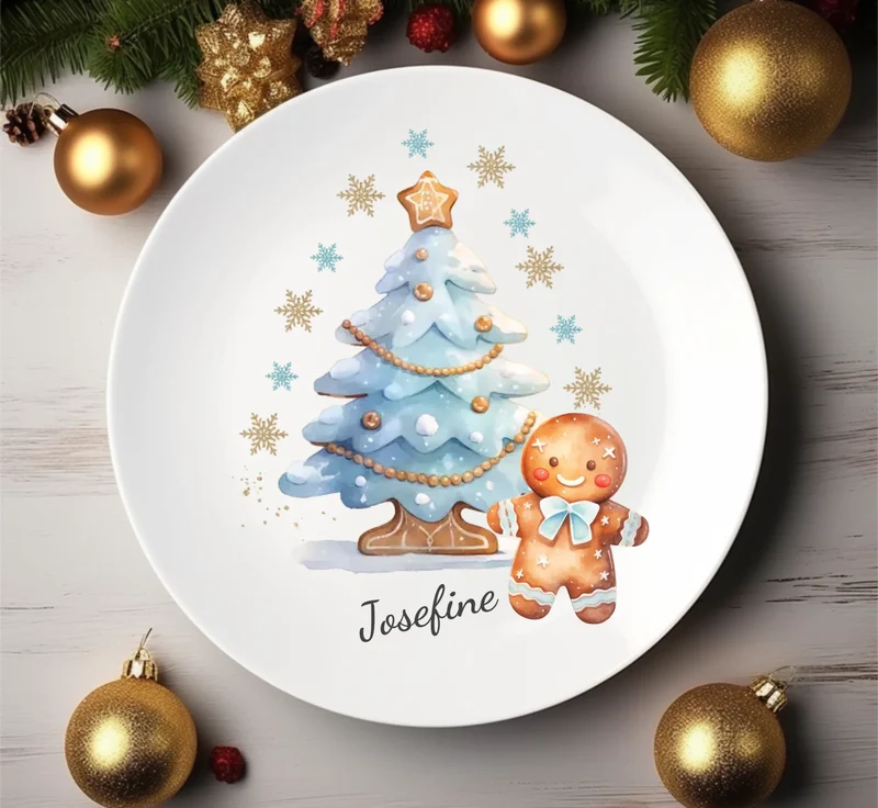 Kinderteller Lebkuchenmann - Weihnachtsteller mit Namen personalisiert, Kindergeschirr