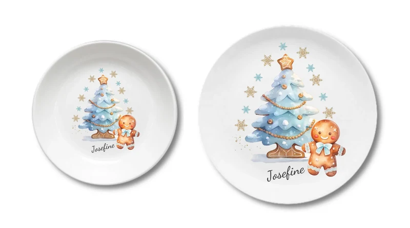 Kinderteller Lebkuchenmann - Weihnachtsteller mit Namen personalisiert, Kindergeschirr