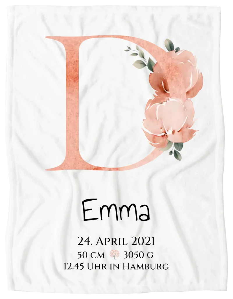 Personalisiertes Poster zur Geburt & Taufe mit Monogramm Buchstabe, Geburtdaten oder Taufdaten