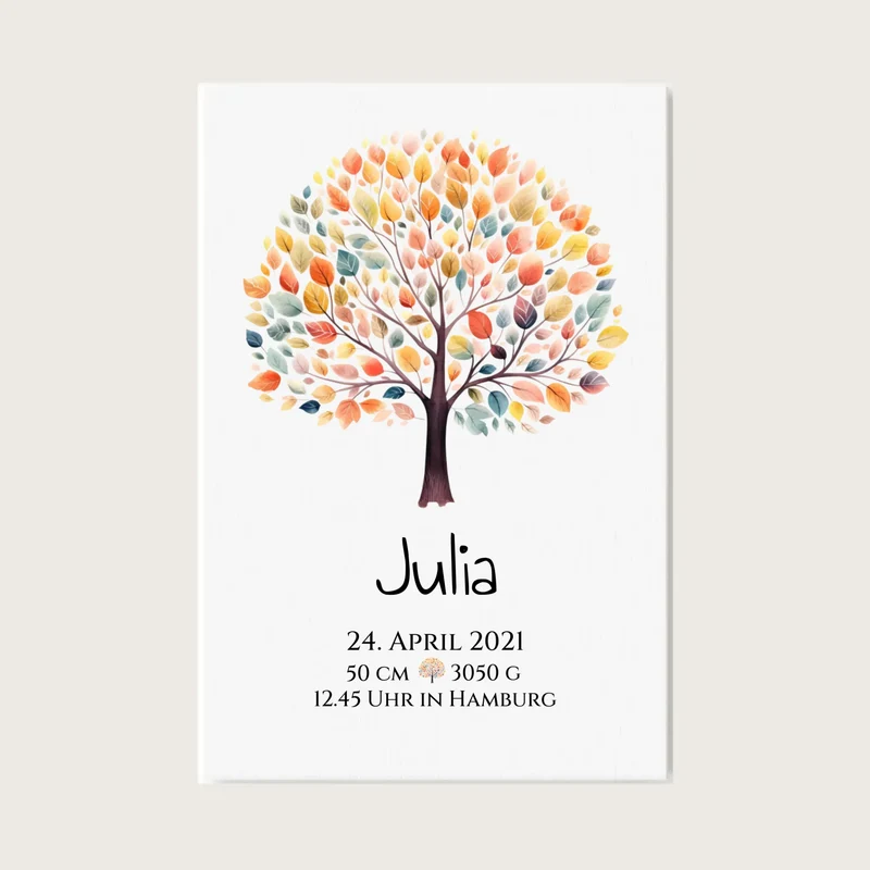 Babygeschenk - Personalisiertes Poster zur Geburt & Taufe mit Lebensbaum