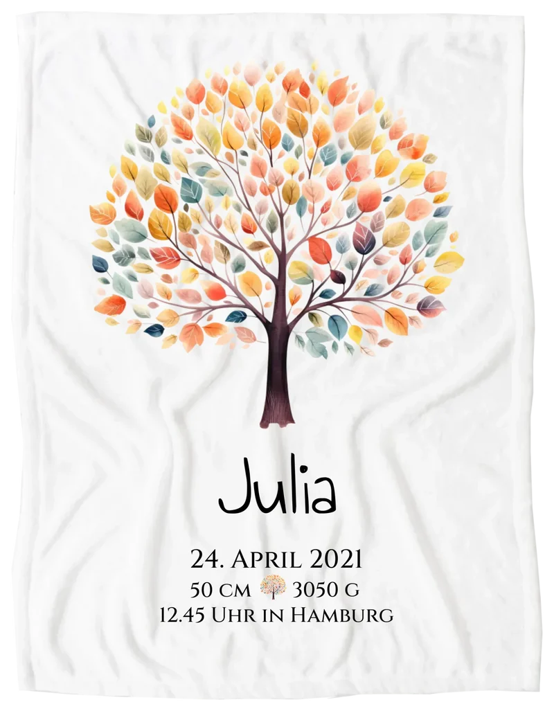 Babygeschenk - Personalisiertes Poster zur Geburt & Taufe mit Lebensbaum