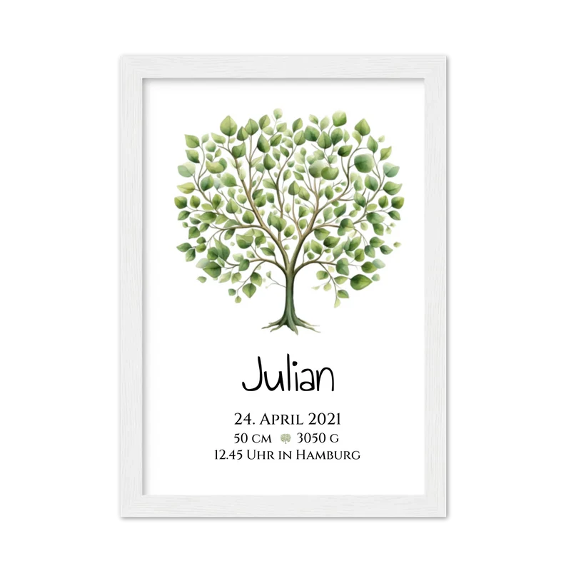 Personalisiertes Poster zur Geburt & Taufe - Geschenk mit Lebensbaum