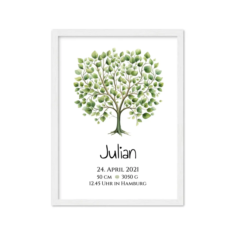 Personalisiertes Poster zur Geburt & Taufe - Geschenk mit Lebensbaum
