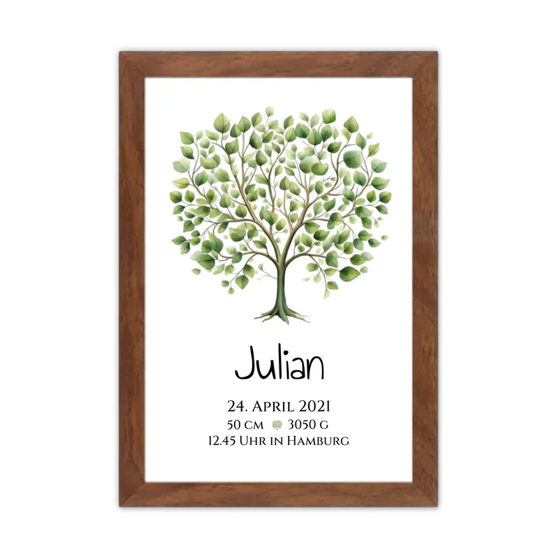 Personalisiertes Poster zur Geburt & Taufe - Geschenk mit Lebensbaum