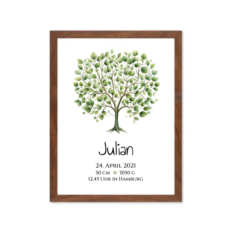 Personalisiertes Poster zur Geburt & Taufe - Geschenk mit Lebensbaum