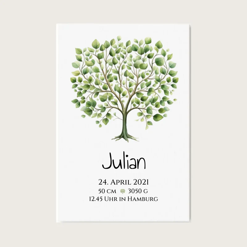 Personalisiertes Poster zur Geburt & Taufe - Geschenk mit Lebensbaum