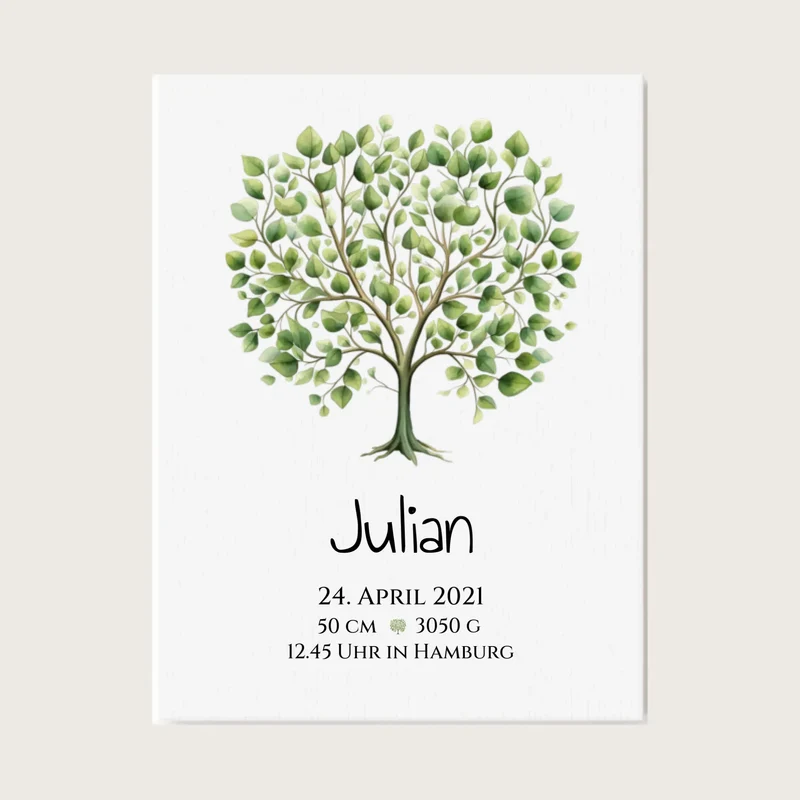 Personalisiertes Poster zur Geburt & Taufe - Geschenk mit Lebensbaum