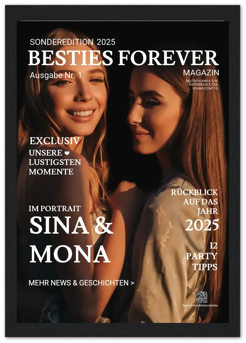 Beste Freundin Bild Geschenk "BESTIES" - Personalisiertes Magazine Cover Poster