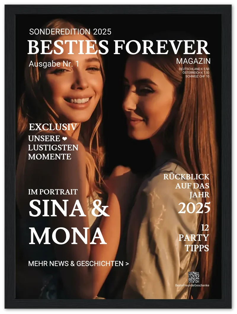 Beste Freundin Bild Geschenk "BESTIES" - Personalisiertes Magazine Cover Poster