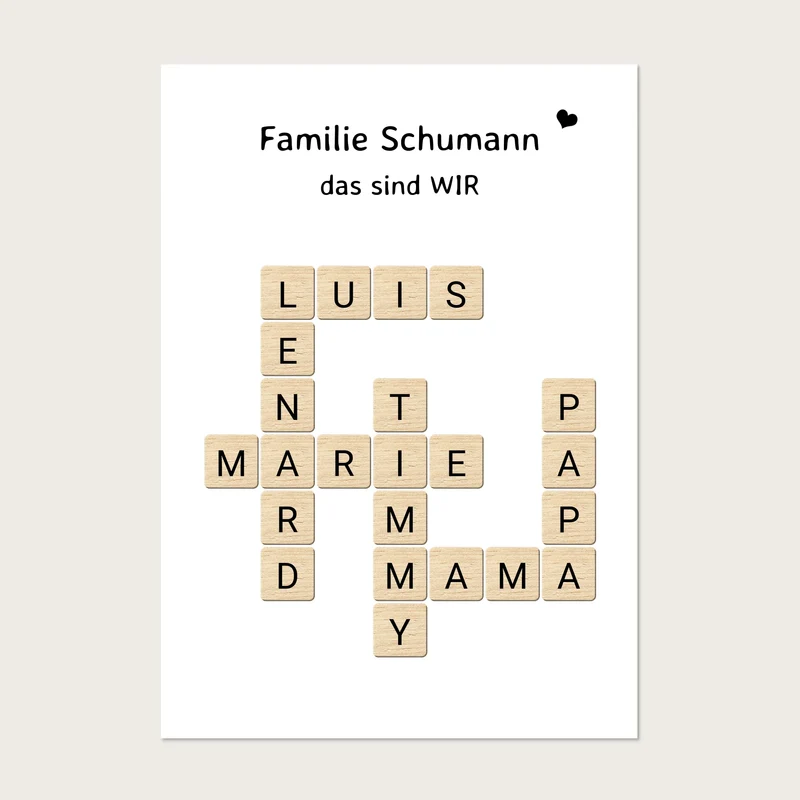 Scrabble Buchstaben Poster und Bild Geschenk mit Namen - Digitale Datei