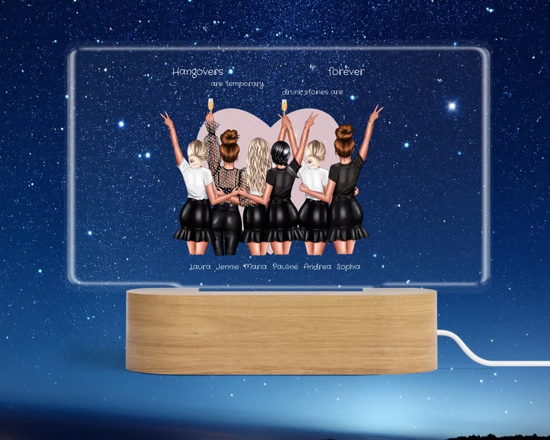 Personalisiertes LED Deko Licht ''6 Freundinnen'' Geschenk Geburtstag - Freundschaftsgeschenk - Weihnachtsgeschenk