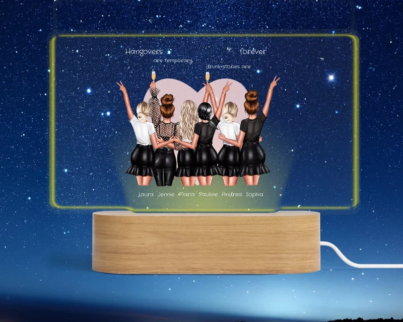Personalisiertes LED Deko Licht ''6 Freundinnen'' Geschenk Geburtstag - Freundschaftsgeschenk - Weihnachtsgeschenk