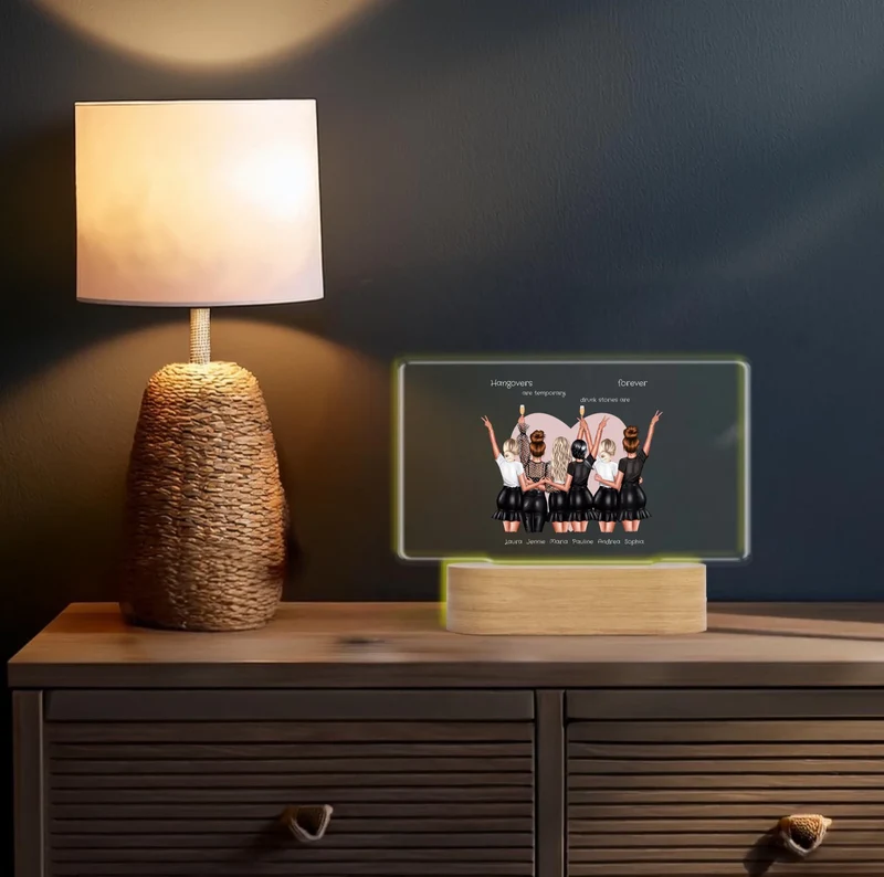 Personalisiertes LED Deko Licht ''6 Freundinnen'' Geschenk Geburtstag - Freundschaftsgeschenk - Weihnachtsgeschenk