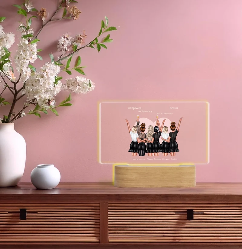 Personalisiertes LED Deko Licht ''6 Freundinnen'' Geschenk Geburtstag - Freundschaftsgeschenk - Weihnachtsgeschenk