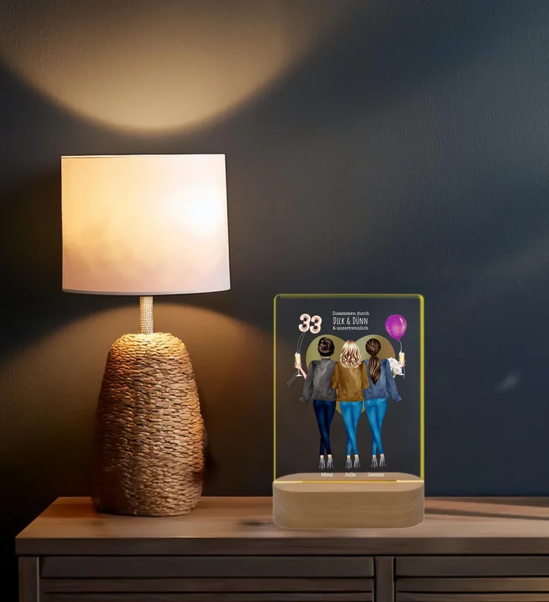 Personalisiertes LED-Deko Licht aus Acrylglas "3 Freundinnen" Geschenkidee 2