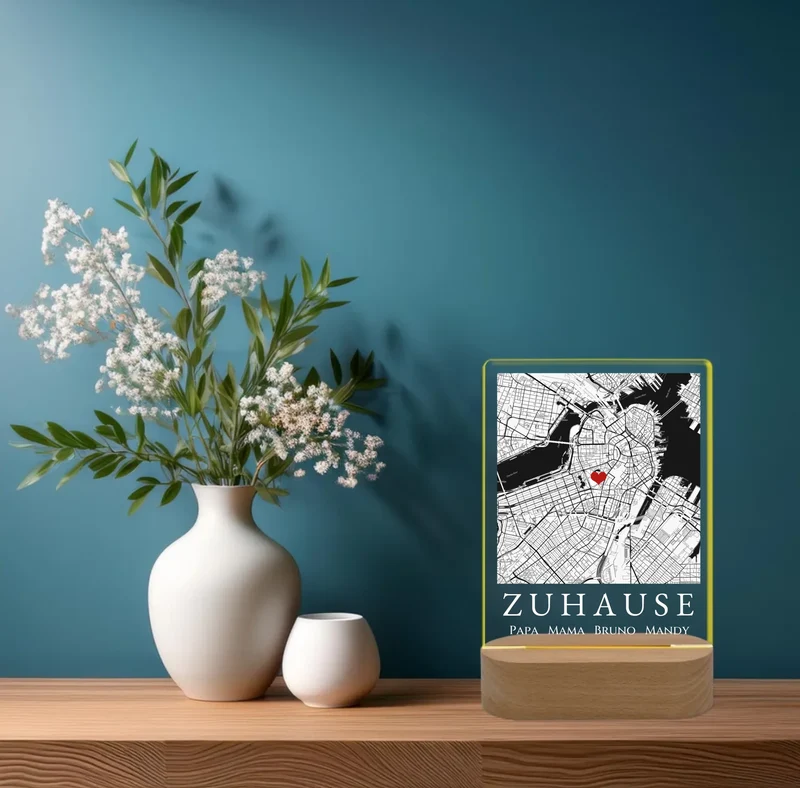 Personalisiertes LED Licht ''ZUHAUSE'' | Valentinstag Geschenk | Hochzeitstag | Neue Wohnung | Deko-Licht