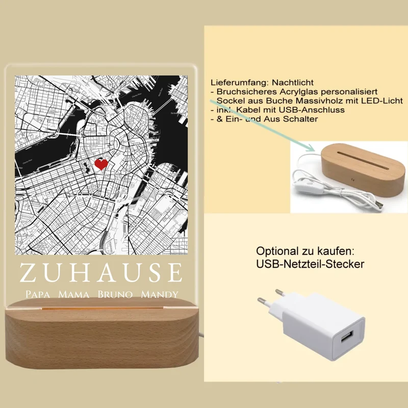 Personalisiertes LED Licht ''ZUHAUSE'' | Valentinstag Geschenk | Hochzeitstag | Neue Wohnung | Deko-Licht