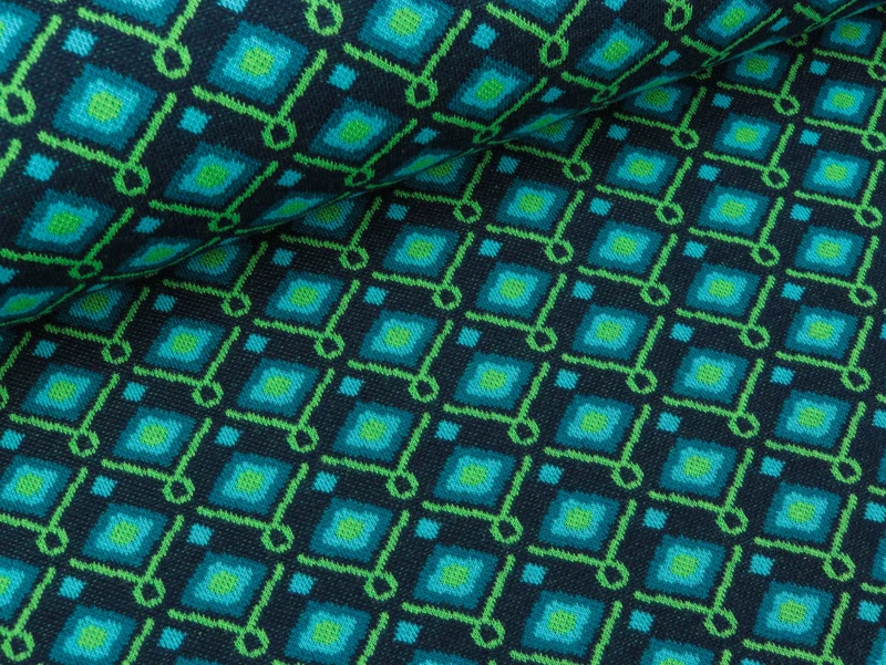 Reststück 22cm - Hamburger Liebe 4 Farb-Jacquardjersey Plain Stitches Square Dance blue navy