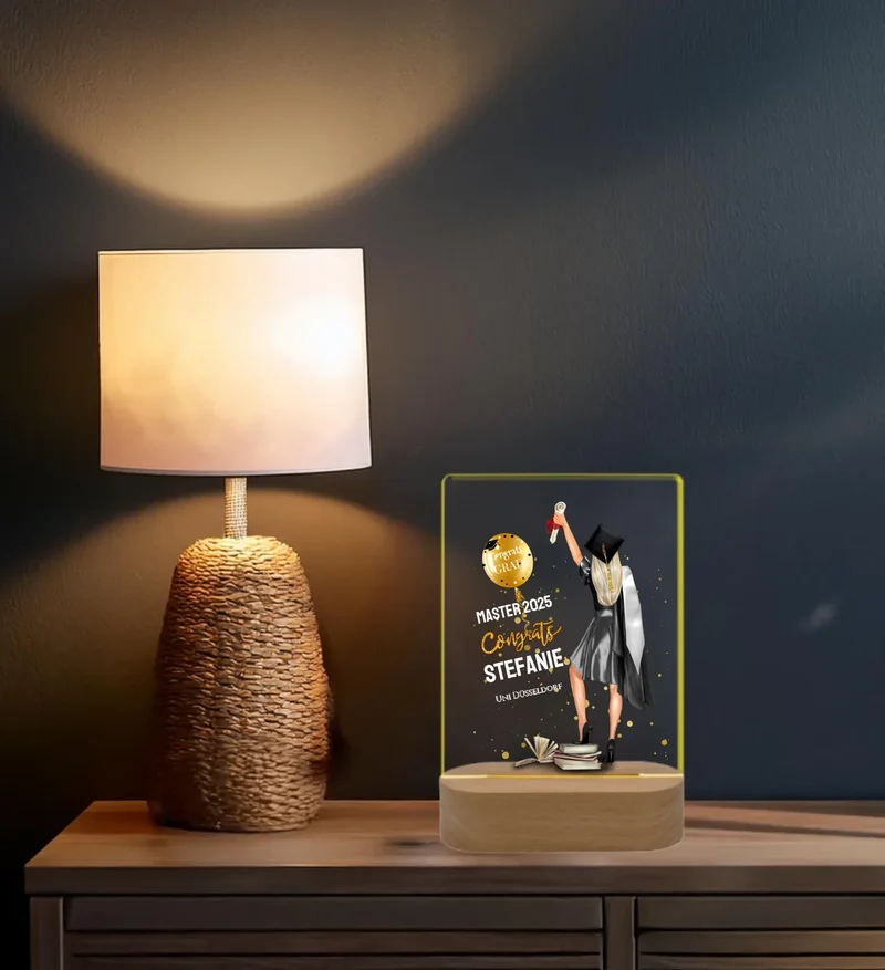 Personalisiertes LED Nachtlicht Geschenk zum Abi, Bachelor, Master, Doktor Abschlussgeschenk