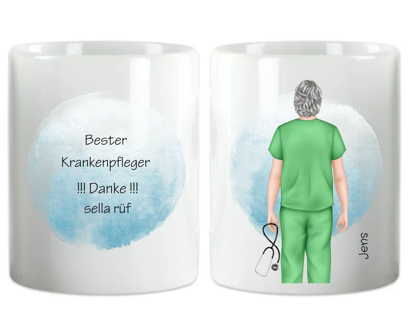 Personalisierte Tasse für Krankenpfleger / Krankenschwester – Geschenk mit Namen & Spruch