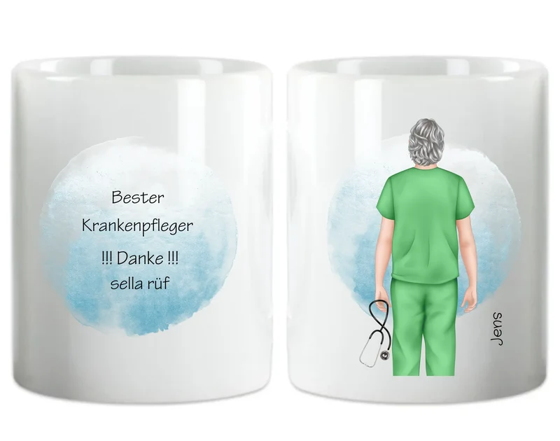 Personalisierte Tasse für Krankenpfleger / Krankenschwester – Geschenk mit Namen & Spruch