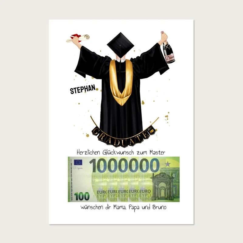 Personalisiertes Geldgeschenk zum Abschluss – stilvolles Poster für Abi, Bachelor, Master & Doktor
