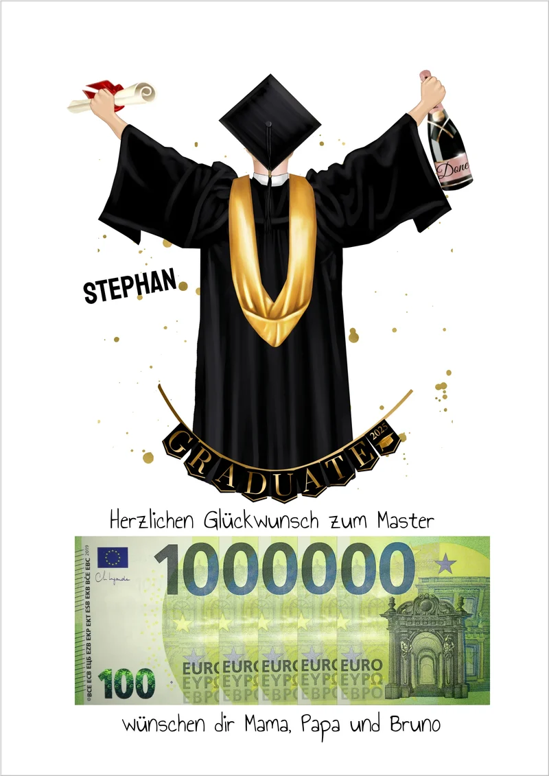 Personalisiertes Geldgeschenk zum Abschluss – stilvolles Poster für Abi, Bachelor, Master & Doktor