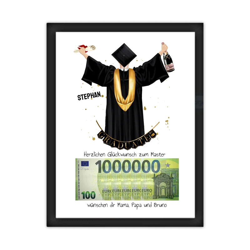 Personalisiertes Geldgeschenk zum Abschluss – stilvolles Poster für Abi, Bachelor, Master & Doktor