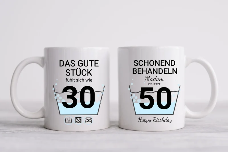 50. Geburtstag Geschenk personalisiert | Schonend Behandeln | Das gute Stück fühlt sich wie 30 Jahre | Tasse Geschenk Frau Mann Geburtstagsgeschenk