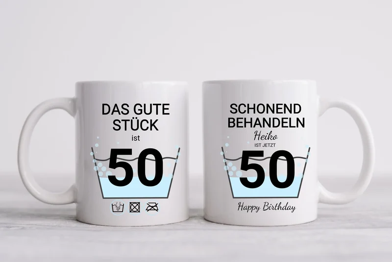 50. Geburtstag Geschenk personalisiert | Schonend Behandeln | Das gute Stück ist 50 Jahre | Tasse Geschenk Frau Mann Geburtstagsgeschenk