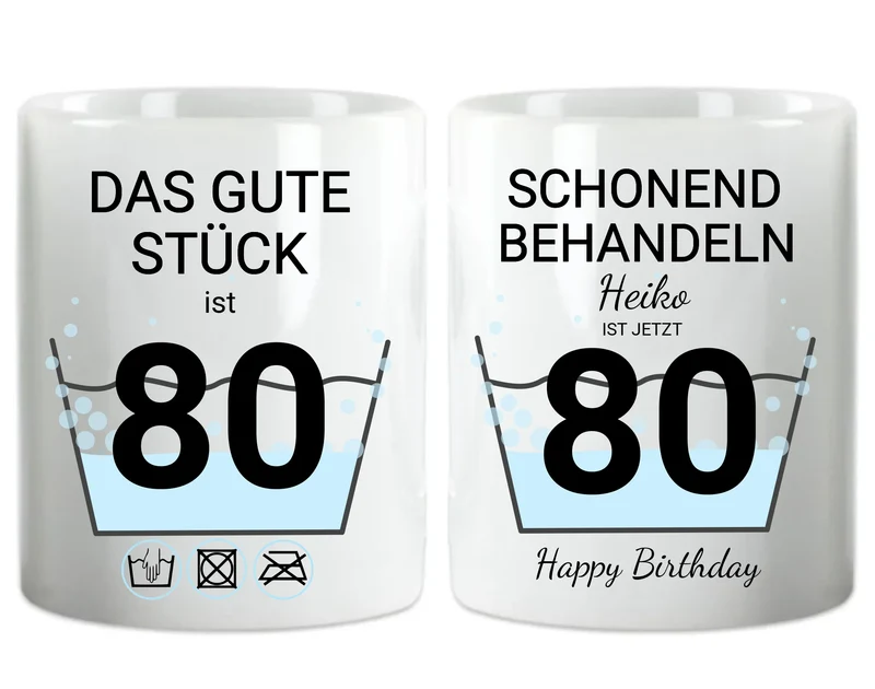 80. Geburtstag Geschenk personalisiert | Schonend Behandeln | Das gute Stück ist 80 Jahre | Tasse Geschenk Frau Mann Geburtstagsgeschenk