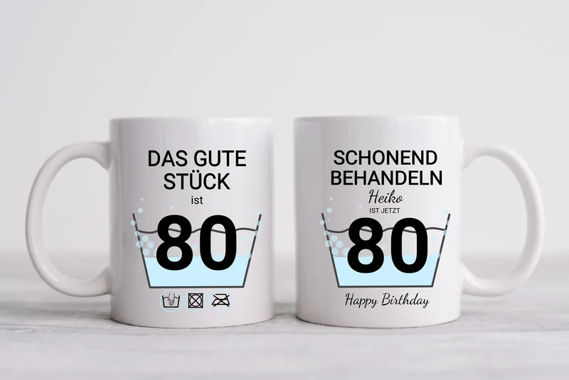 80. Geburtstag Geschenk personalisiert | Schonend Behandeln | Das gute Stück ist 80 Jahre | Tasse Geschenk Frau Mann Geburtstagsgeschenk