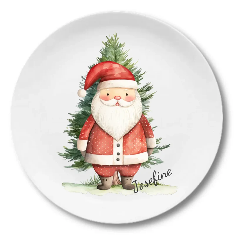 Kinderteller Weihnachten mit Weihnachtsmann - Weihnachtsteller mit Namen personalisiert, Kindergeschirr