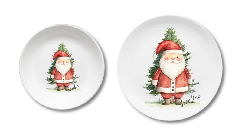 Kinderteller Weihnachten mit Weihnachtsmann - Weihnachtsteller mit Namen personalisiert, Kindergeschirr