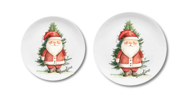 Kinderteller Weihnachten mit Weihnachtsmann - Weihnachtsteller mit Namen personalisiert, Kindergeschirr