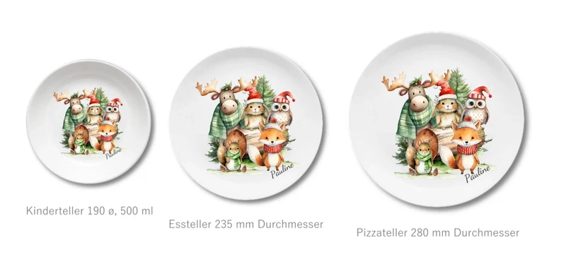 Kinderteller Weihnachten - Weihnachtsteller mit Namen personalisiert, Kindergeschirr Weihnachten 3