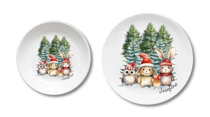 Kinderteller Weihnachten - Weihnachtsteller mit Namen personalisiert, Kindergeschirr Weihnachten