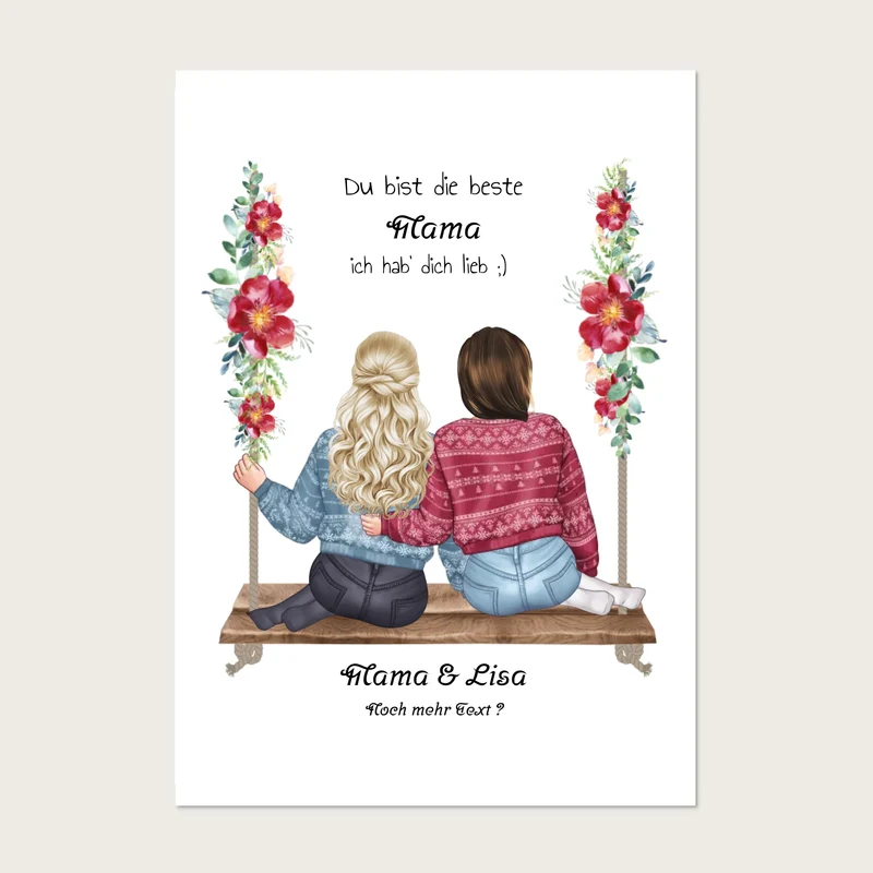 Personalisiertes Mutter Tochter Poster Geschenk - Last Minute Bild Geschenk mit Namen und Spruch - digitale Datei