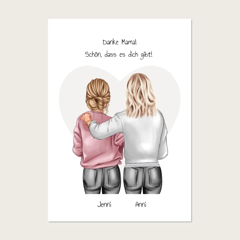 Mutter Tochter Poster Geschenk personalisiert - Last Minute Bild Geschenk mit Namen und Spruch - digitale Datei