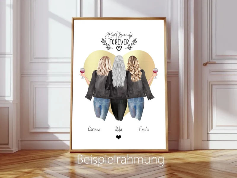3 beste Freundin Bild Geschenk - Poster mit 3 Frauen selber gestalten - digitale Datei