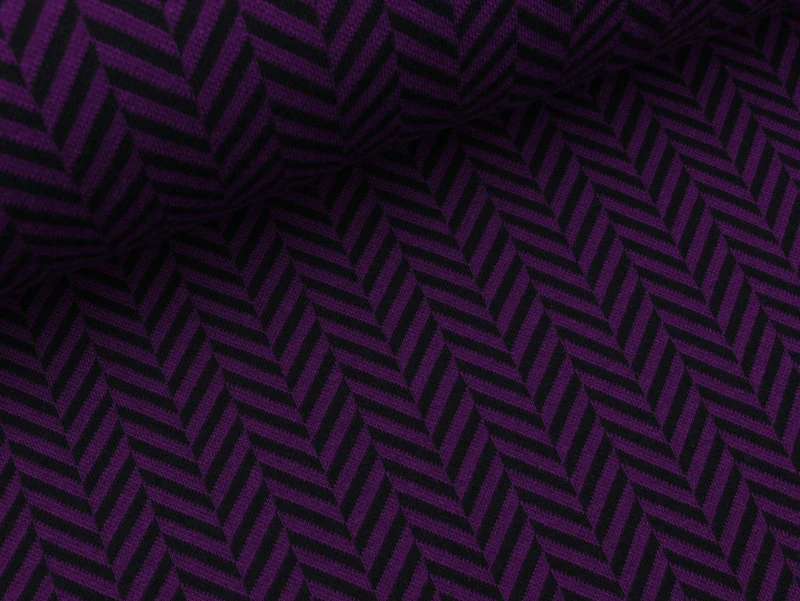 Reststück 25cm - Hamburger Liebe Check Point 2 Farb-Jacquardjersey Herringbone viola-schwarz