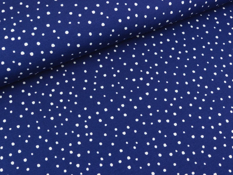 Reststück 36cm - Baumwolljersey Snowflakes weiß auf Dunkelblau by Lila-Lotta