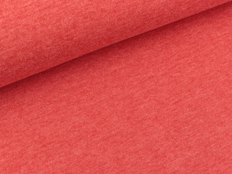 Reststück 52cm - Baumwollsweat rot meliert uni