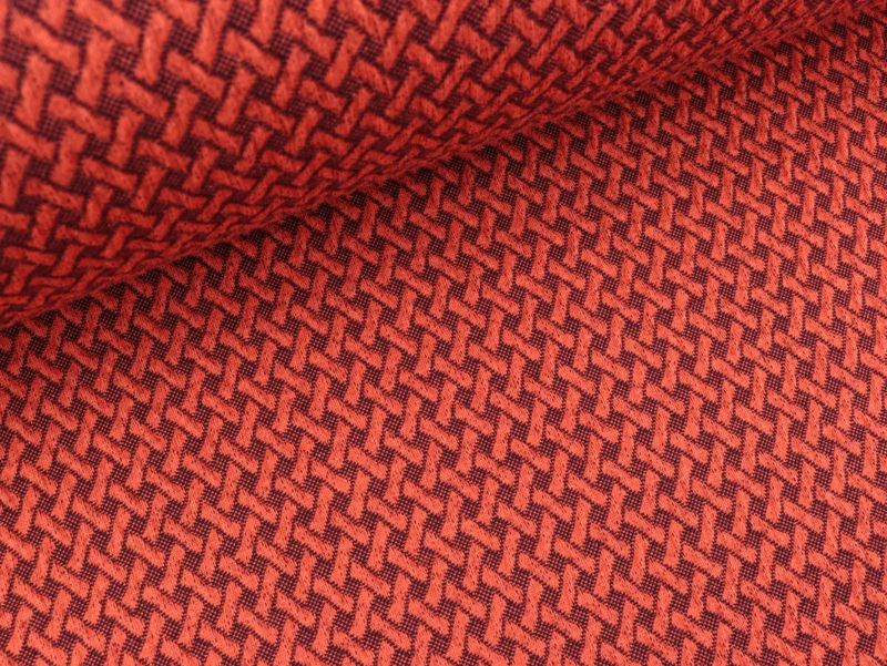 Reststück 4cm - Hamburger Liebe Botanical Wave Knit luce rosso-bordeaux
