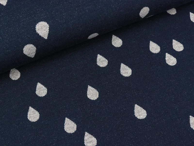 Reststück 33cm - Hamburger Liebe Jacquard Glow Drops blue navy-silber