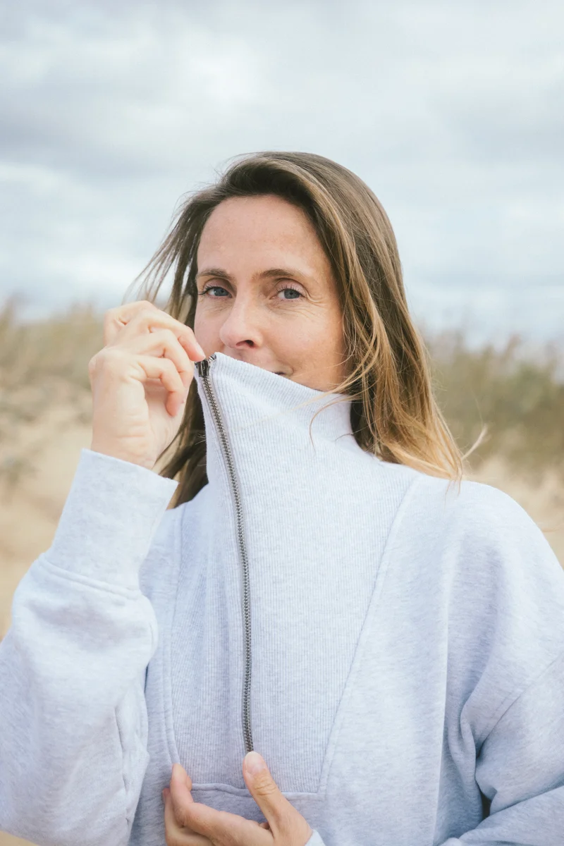 Half-Zip Sweater Brit Hellgrau