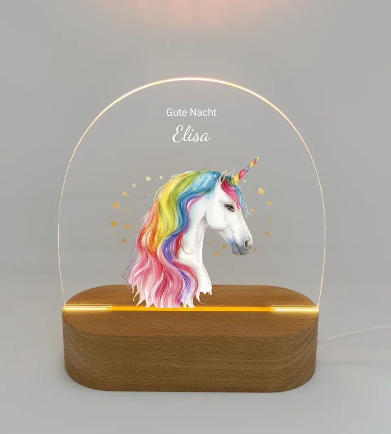 Personalisiertes Baby & Kinder LED Nachtlicht Einhörner / Bauernhof / Safari Tiere - Kinderzimmerdeko