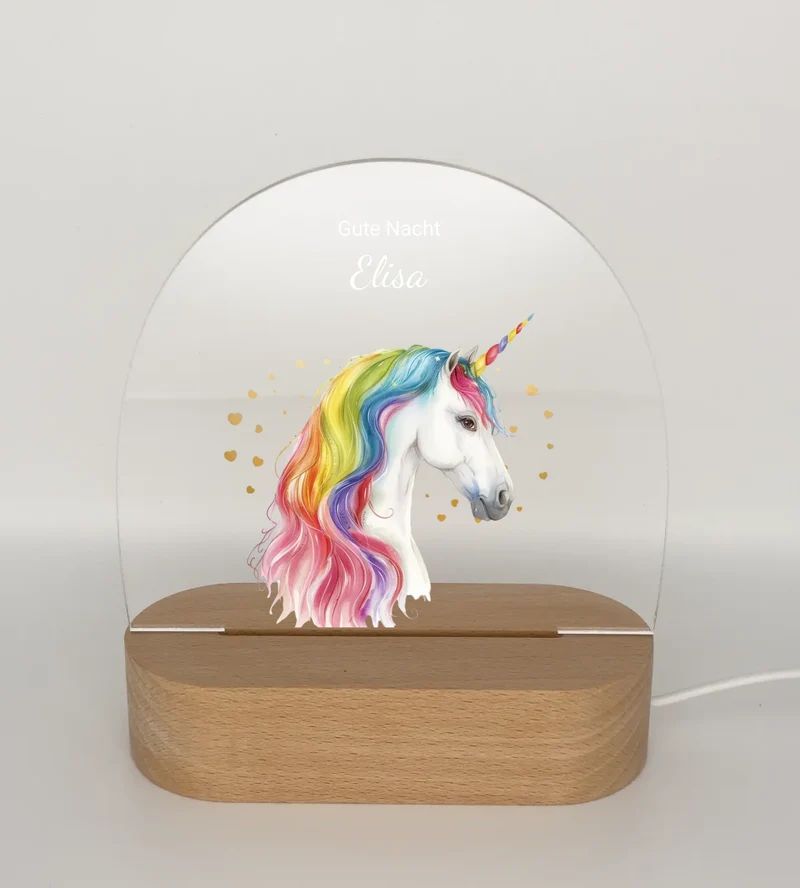 Personalisiertes Baby & Kinder LED Nachtlicht Einhörner / Bauernhof / Safari Tiere - Kinderzimmerdeko
