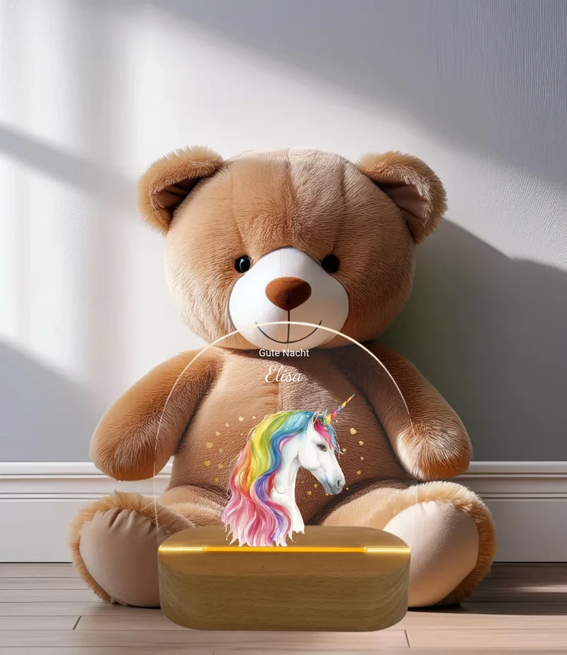 Personalisiertes Baby & Kinder LED Nachtlicht Einhörner / Bauernhof / Safari Tiere - Kinderzimmerdeko