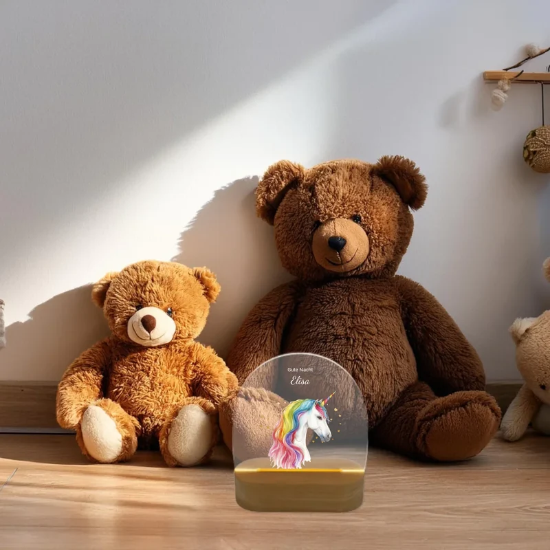 Personalisiertes Baby & Kinder LED Nachtlicht Einhörner / Bauernhof / Safari Tiere - Kinderzimmerdeko
